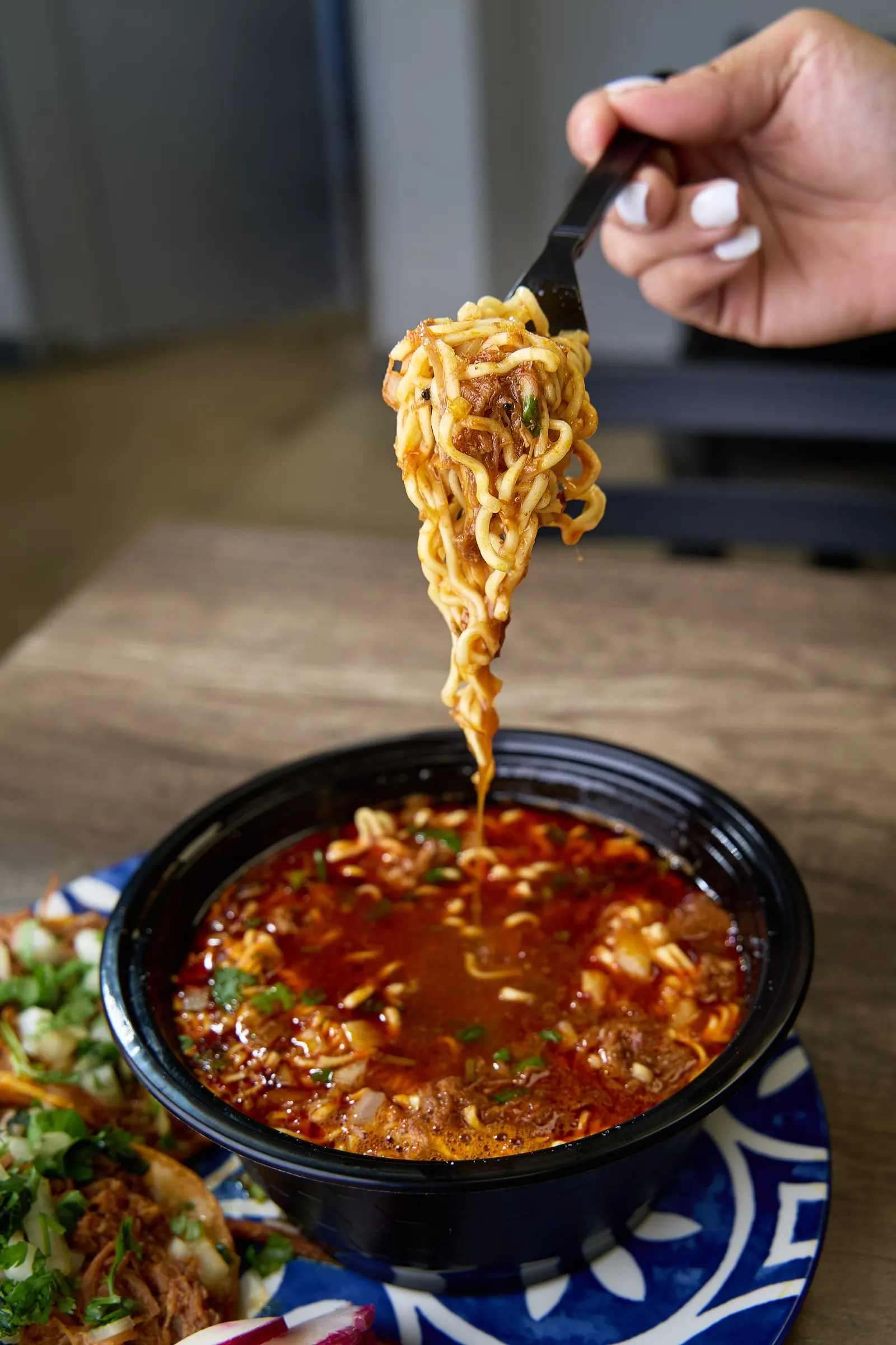 Birria ramen with shredded beef at Mr. Birria