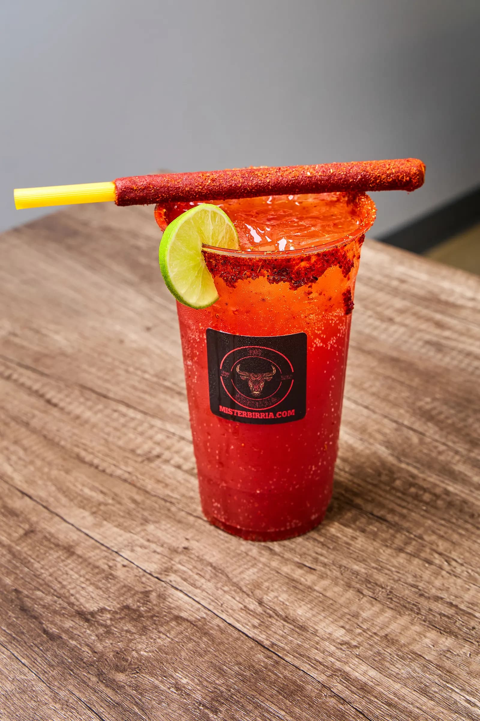 Michelada with chile rim — follow @mr_birria on Instagram